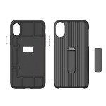 Wholesale Apple iPhone XS / X Cabin Carbon Style Stand Case (Rose Gold)